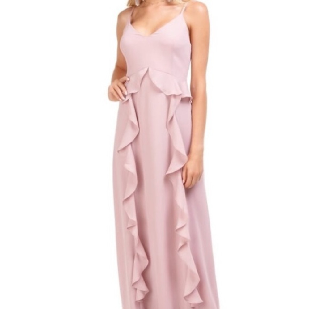 WAYF  Pink Ruffle Maxi Dress